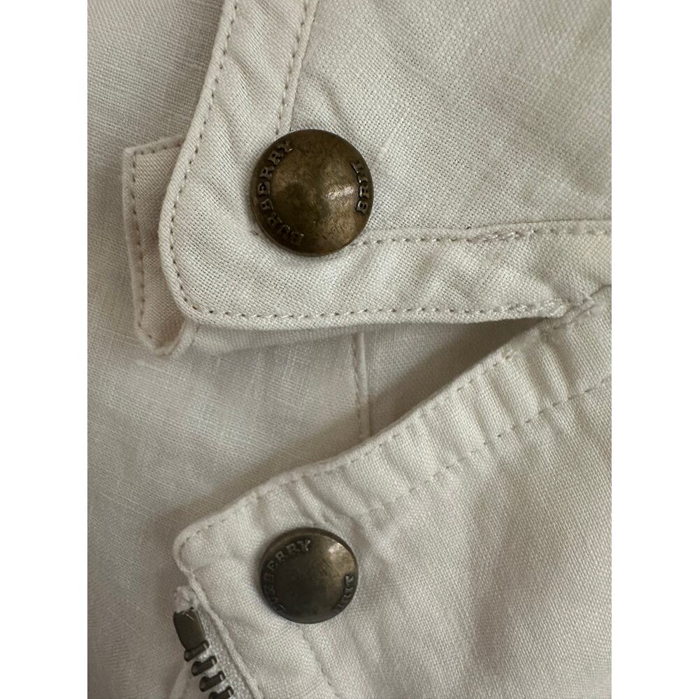 Burberry Brit Patchford Parchment Linen Moto Biker Full Zip Belted Jacket Size 4 - Picture 7 of 14